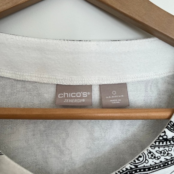 Chico's Black and White Paisley Blouse size 0 - Picture 4 of 4